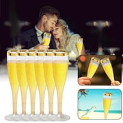 Gold Glitter Plastic Champagne Flutes Disposable 6.5 Glitter Plastic Party